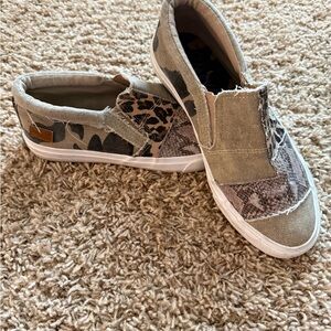 Women's Patchwork Slip-On Sneakers- Blowfish Malibu-Size 8